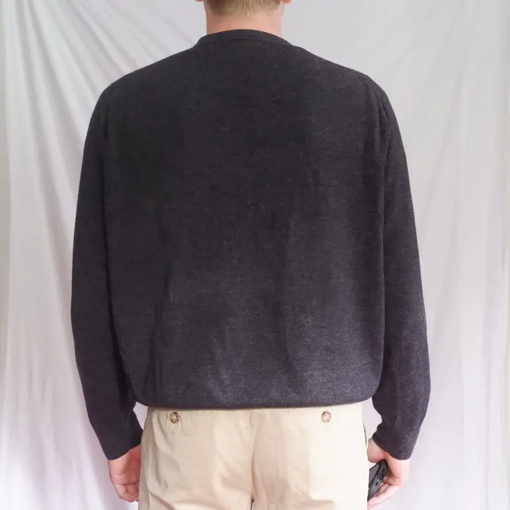 Dockers Men's XL Dark Gray V-Neck Sweater Preppy Classic Knit Pullover Casual